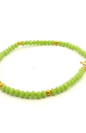 Gehna Jaipur Green Chalcedony Zircon & Vermeil Spacer Beads Bracelet  For Girls & Women CB-1082