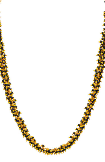 Gehna Jaipur Black Onyx & Yellow Color Zirconia Beads Necklace & Earrings For Girls & Women CC-1082