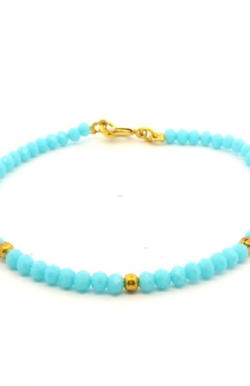 Gehna Jaipur Turquoise Zircon & Vermeil Spacer Beads Bracelet  For Girls & Women CB-1083