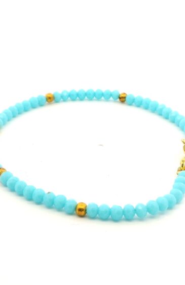 Gehna Jaipur Turquoise Zircon & Vermeil Spacer Beads Bracelet  For Girls & Women CB-1083