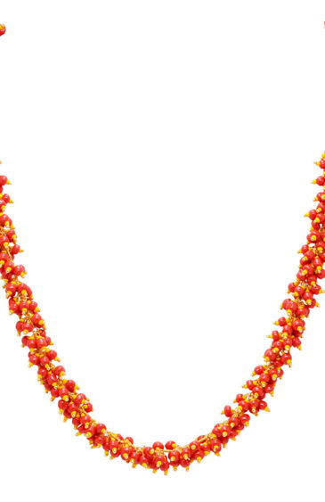 Gehna Jaipur Red & Yellow Jasper Color Zirconia Beads Necklace Set For Girls & Women CC-1084