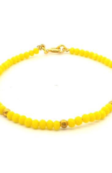 Gehna Jaipur Fluorescent Yellow Color  Zircon & Vermeil Spacer Beads Bracelet   For Girls & Women CB-1087