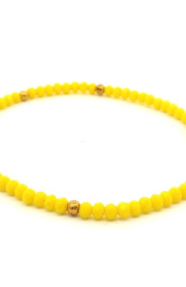 Gehna Jaipur Fluorescent Yellow Color  Zircon & Vermeil Spacer Beads Bracelet   For Girls & Women CB-1087