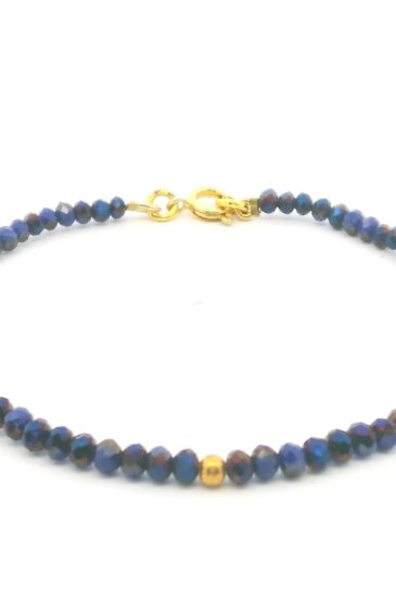 Gehna Jaipur Peacock Blue Color  Zircon & Vermeil Spacer Beads Bracelet  For Girls & Women CB-1088
