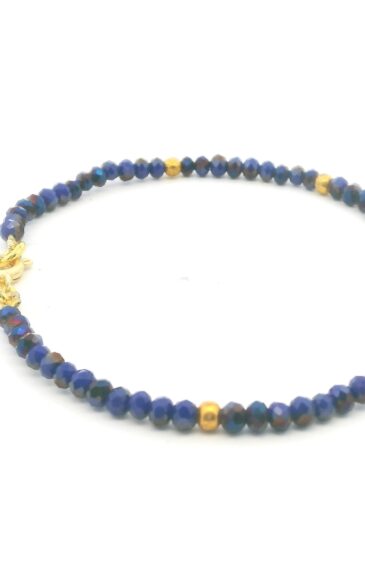 Gehna Jaipur Peacock Blue Color  Zircon & Vermeil Spacer Beads Bracelet  For Girls & Women CB-1088