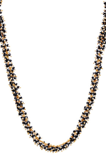 Gehna Jaipur Black & White Color Zirconia Beads Necklace & Earrings For Girls & Women CC-1089