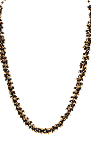Gehna Jaipur Black & Golden Color Zirconia Beads Necklace & Earrings For Girls & Women CC-1090