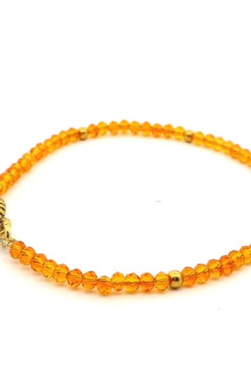 Gehna Jaipur Mandarine Garnet Zircon & Vermeil Spacer Beads Bracelet  For Girls & Women CB-1091