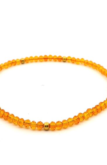 Gehna Jaipur Mandarine Garnet Zircon & Vermeil Spacer Beads Bracelet  For Girls & Women CB-1091
