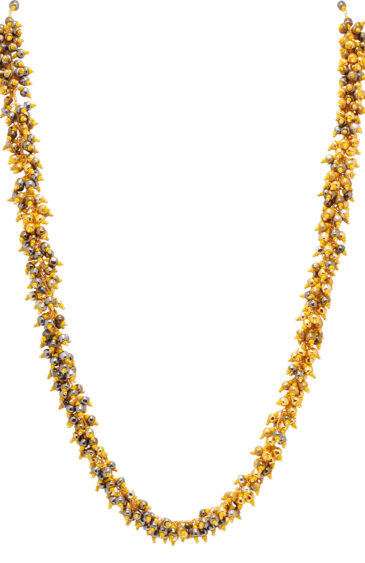 Gehna Jaipur Gun Metal, Golden & Yellow Color Zirconia Beads Necklace Set For Girls & Women CC-1091