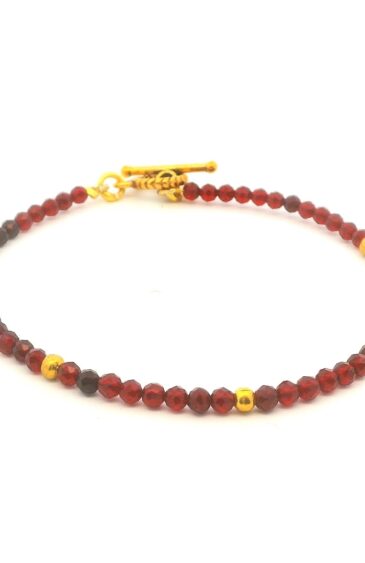 Gehna Jaipur Red Garnet Zircon & Vermeil Spacer Beads Bracelet  For Girls & Women CB-1092