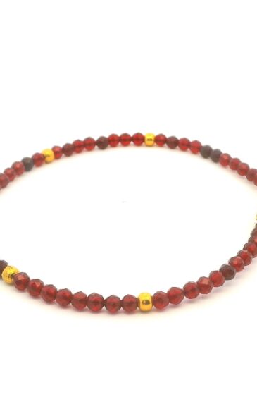 Gehna Jaipur Red Garnet Zircon & Vermeil Spacer Beads Bracelet  For Girls & Women CB-1092