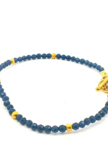 Gehna Jaipur Blue Sapphire Zircon & Vermeil Spacer Beads Bracelet  For Girls & Women CB-1093