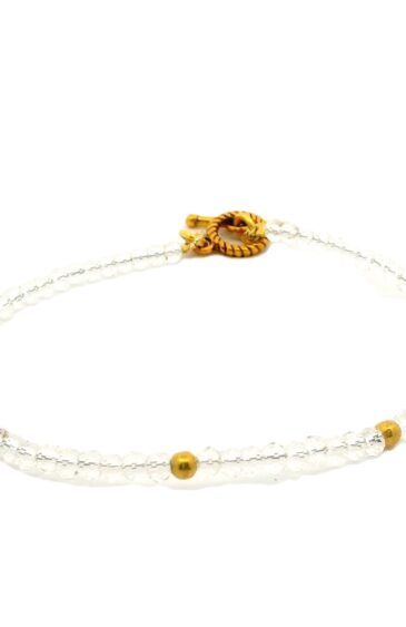 Gehna Jaipur Rock-Crystal Zircon & Vermeil Spacer Beads Bracelet  For Girls & Women CB-1094