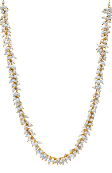 Gehna Jaipur 26″ Inches Pearl Bead Necklace & Earrings Set Gold Rhodium Plating For Girls & Women CC-1094