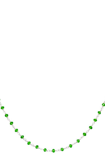 Gehna Jaipur Emerald Green Color Zirconia Round Shape Crystal Beads Rosary Chain For Girls & Women CC-1096