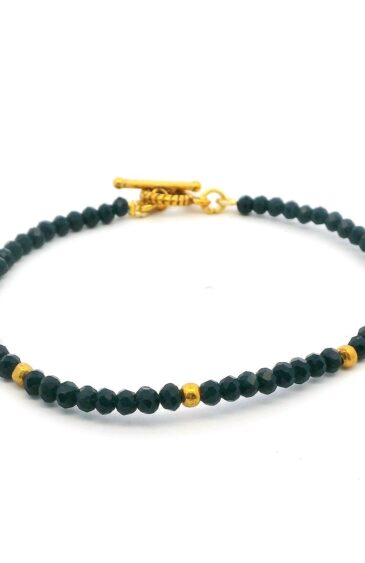 Gehna Jaipur Blue Sapphire Zircon & Vermeil Spacer Beads Bracelet  For Girls & Women CB-1097
