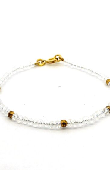 Gehna Jaipur White Rainbow Zircon & Vermeil Spacer Beads Bracelet  For Girls & Women CB-1098
