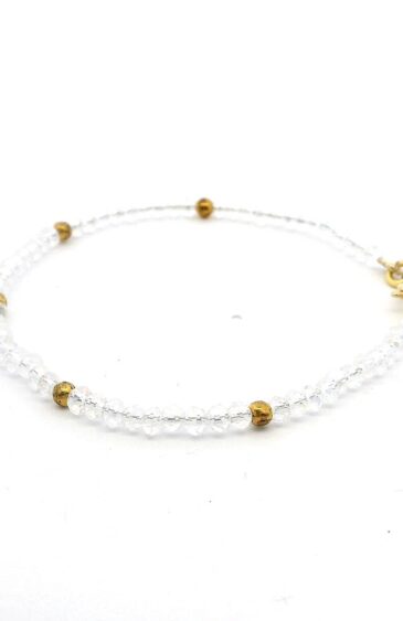 Gehna Jaipur White Rainbow Zircon & Vermeil Spacer Beads Bracelet  For Girls & Women CB-1098