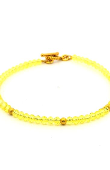 Gehna Jaipur Lemon Topaz Zircon & Vermeil Spacer Beads Bracelet  For Girls & Women CB-1099