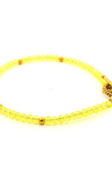 Gehna Jaipur Lemon Topaz Zircon & Vermeil Spacer Beads Bracelet  For Girls & Women CB-1099