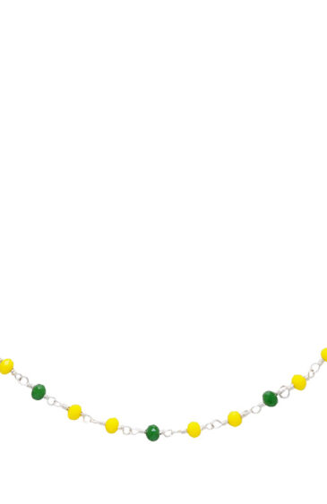 Gehna Jaipur 18″ Inches Yellow & Green Color Zirconia Faceted Beads Rosary Chain For Girls & Women CC-1099