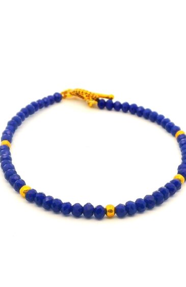 Gehna Jaipur Lapis Lazuli Zircon & Vermeil Spacer Beads Bracelet  For Girls & Women CB-1100