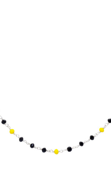 Gehna Jaipur 18″ Inches Black & Yellow Color Zirconia Faceted Beads Rosary Chain For Girls & Women CC-1100