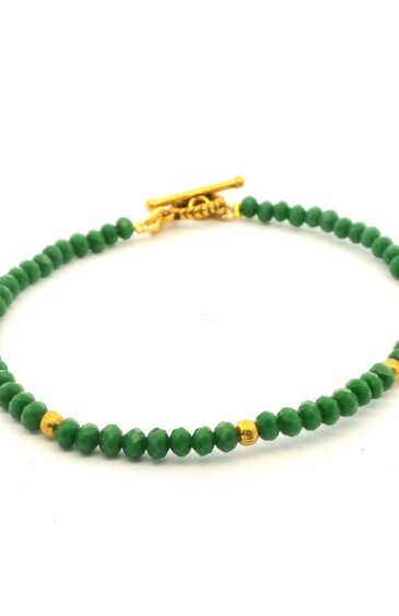 Gehna Jaipur Emerald Green Zircon & Vermeil Spacer Beads Bracelet  For Girls & Women CB-1101