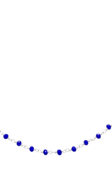 Gehna Jaipur 18″ Inches Blue Color Zirconia Faceted Beads Rosary Chain For Girls & Women CC-1101