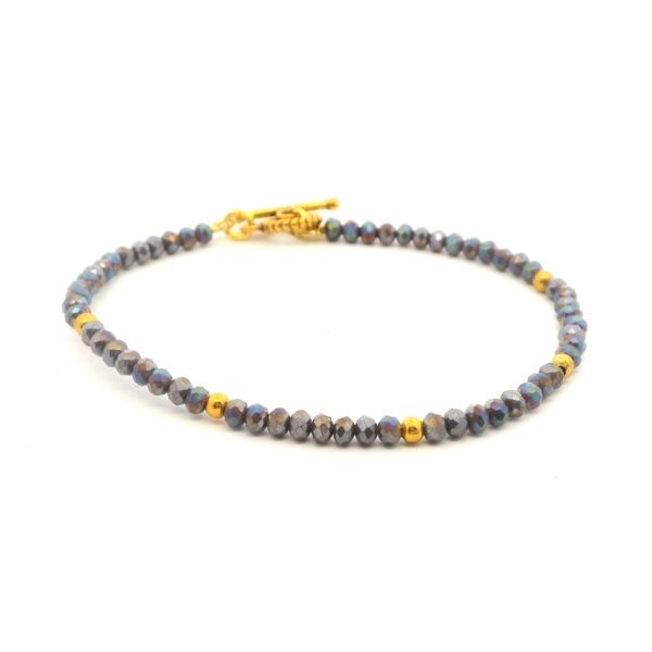 Gehna Jaipur Grey Rainbow Zircon & Vermeil Spacer Beads Bracelet  For Girls & Women CB-1102