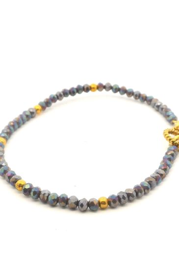 Gehna Jaipur Grey Rainbow Zircon & Vermeil Spacer Beads Bracelet  For Girls & Women CB-1102