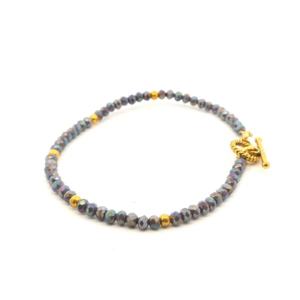 Gehna Jaipur Grey Rainbow Zircon & Vermeil Spacer Beads Bracelet  For Girls & Women CB-1102