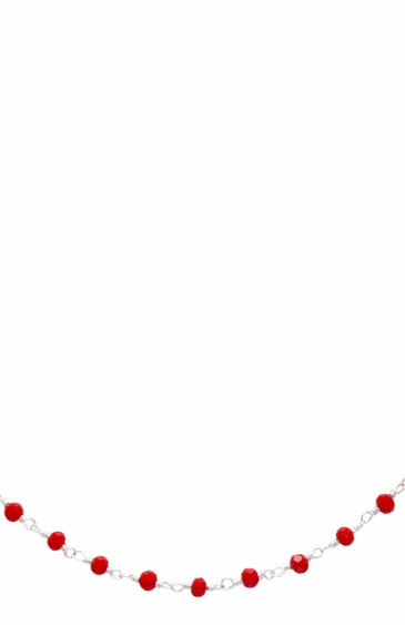 Gehna Jaipur 18″ Inches Red Color Zirconia Faceted Beads Rosary Chain For Girls & Women CC-1102