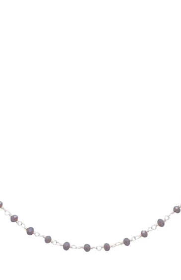 Gehna Jaipur 18″ Inches Grey Color Zirconia Faceted Beads Rosary Chain For Girls & Women CC-1103