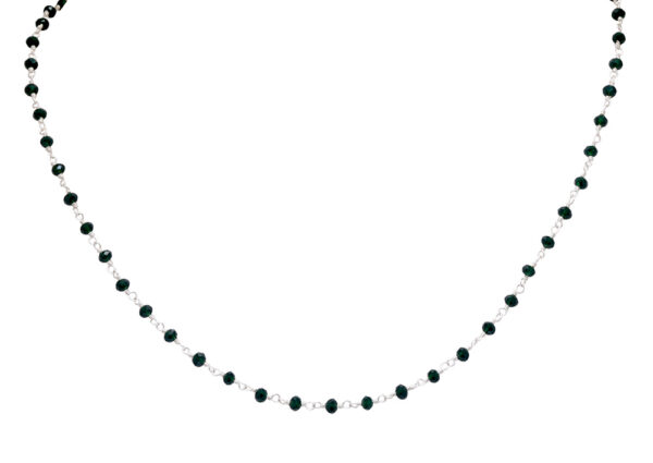 Gehna Jaipur 18″ Inches Green Color Zirconia Faceted Beads Rosary Chain For Girls & Women CC-1104