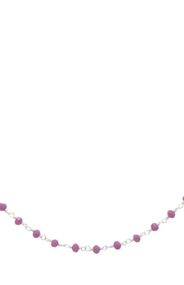 Gehna Jaipur 18″ Inches Pink Color Zirconia Faceted Beads Rosary Chain For Girls & Women CC-1105
