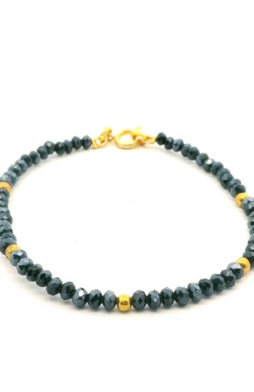Gehna Jaipur Black Rainbow Zircon & Vermeil Spacer Beads Bracelet  For Girls & Women CB-1106
