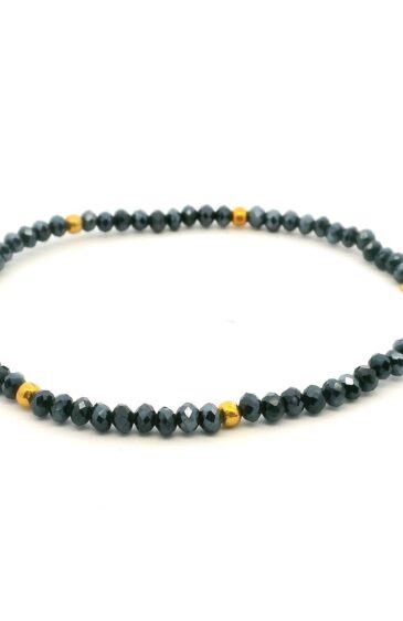 Gehna Jaipur Black Rainbow Zircon & Vermeil Spacer Beads Bracelet  For Girls & Women CB-1106