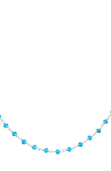 Gehna Jaipur 18″ Inches Blue Color Zirconia Faceted Beads Rosary Chain For Girls & Women CC-1106