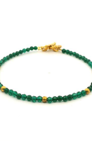 Gehna Jaipur Emerald Green Zircon & Vermeil Spacer Beads Bracelet  For Girls & Women CB-1107