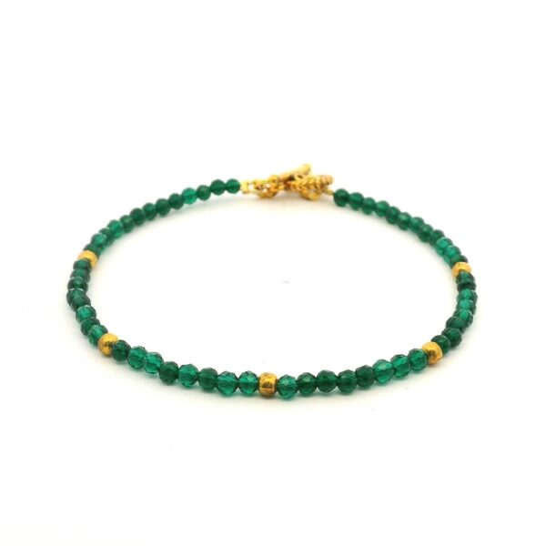 Gehna Jaipur Emerald Green Zircon & Vermeil Spacer Beads Bracelet  For Girls & Women CB-1107