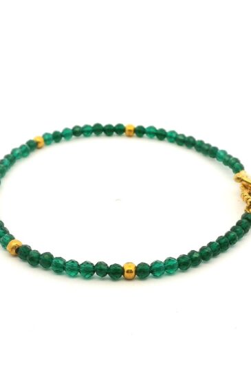 Gehna Jaipur Emerald Green Zircon & Vermeil Spacer Beads Bracelet  For Girls & Women CB-1107