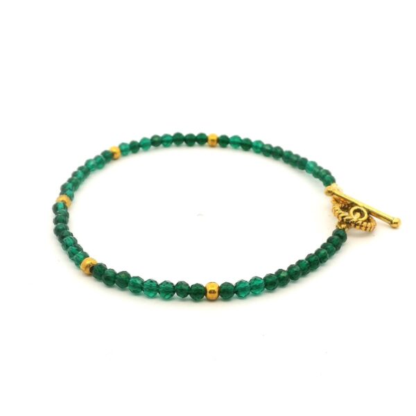 Gehna Jaipur Emerald Green Zircon & Vermeil Spacer Beads Bracelet  For Girls & Women CB-1107