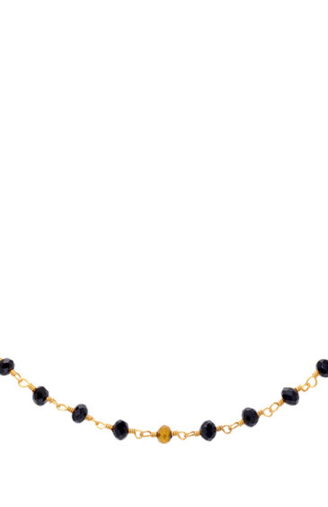 Gehna Jaipur 18″ Inches Black & Yellow Color Zirconia Faceted Beads Rosary Chain For Girls & Women CC-1107