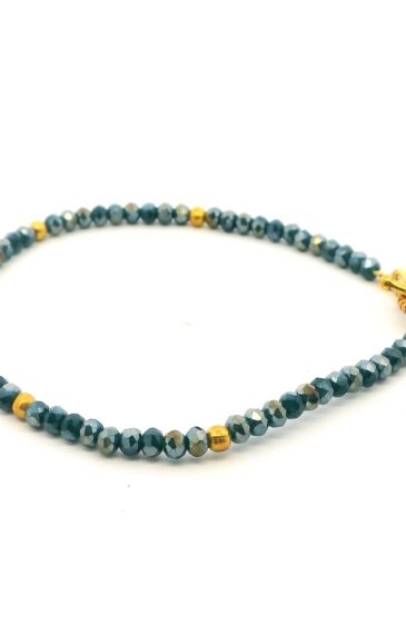 Gehna Jaipur Peacock Blue Color Zircon & Vermeil Spacer Beads Bracelet  For Girls & Women CB-1109