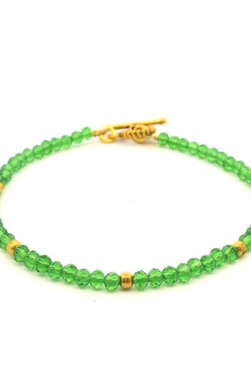 Gehna Jaipur Peridot Zircon & Vermeil Spacer Beads Bracelet  For Girls & Women CB-1110