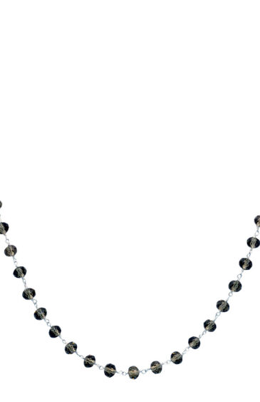Gehna Jaipur 19″ Inches Smokey Color Zirconia Faceted Beads Rosary Chain For Girls & Women CC-1110