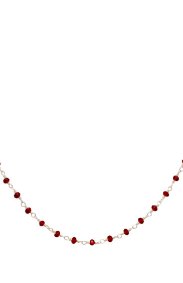 Gehna Jaipur 18″ Inches Red Color Zirconia Faceted Beads Rosary Chain For Girls & Women CC-1111