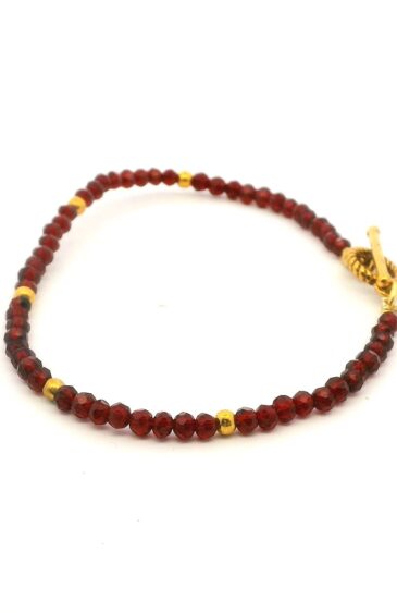 Gehna Jaipur Red Garnet Zircon & Vermeil Spacer Beads Bracelet  For Girls & Women CB-1112